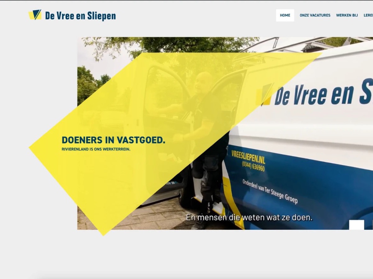 De Werken bij-website van Vree en Sliepen met de kop Doeners in vastgoed